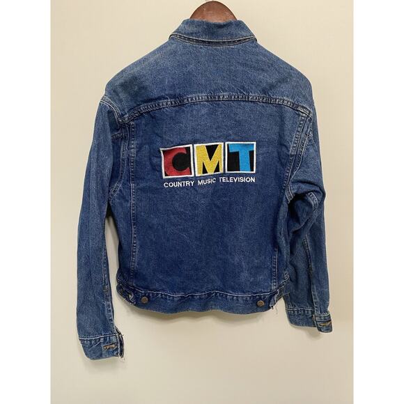 Vintage CMT Country Music Television Blue‎ Denim Trucker Jacket 80/90's Wmn Med - Picture 1 of 5